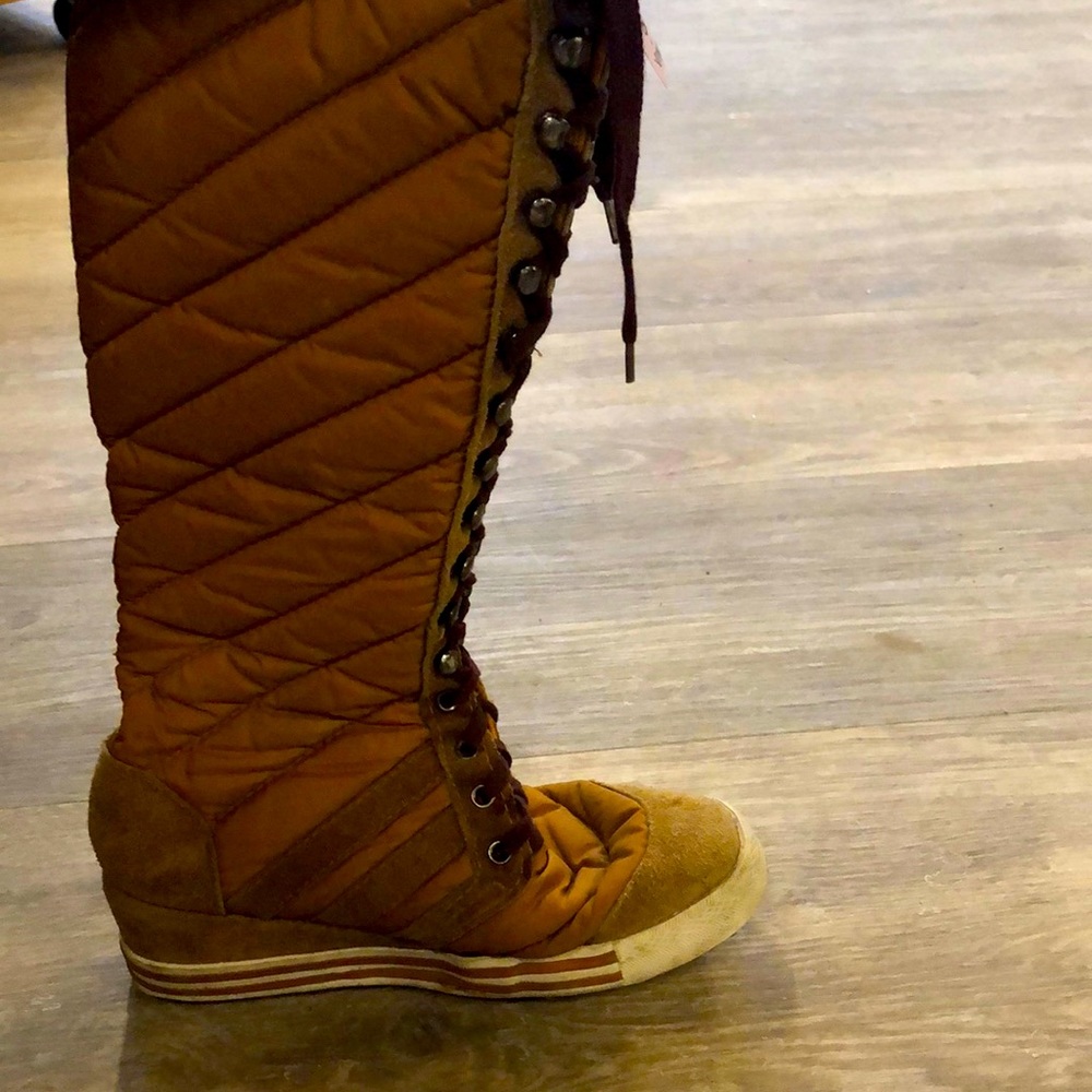 Coolest suede cow hide and waterproof sneaker heel